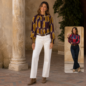 Blusa estampada geométrica