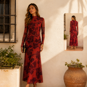 Vestido tul estampado floral