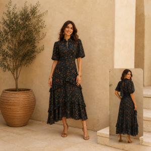 Vestido volantes estampado floral