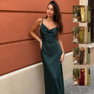 Vestido midi tiranta satén