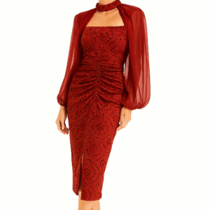 Vestido perforado manga gasa