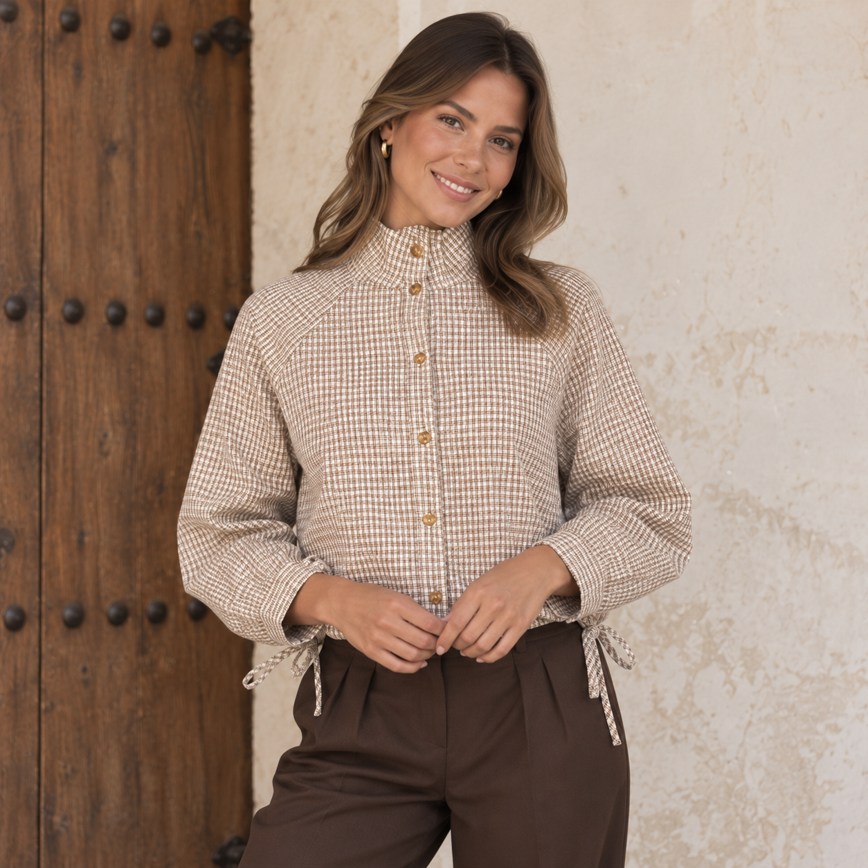 Camisa de cuadros ingleses con cinturilla ajustable - Imagen 3