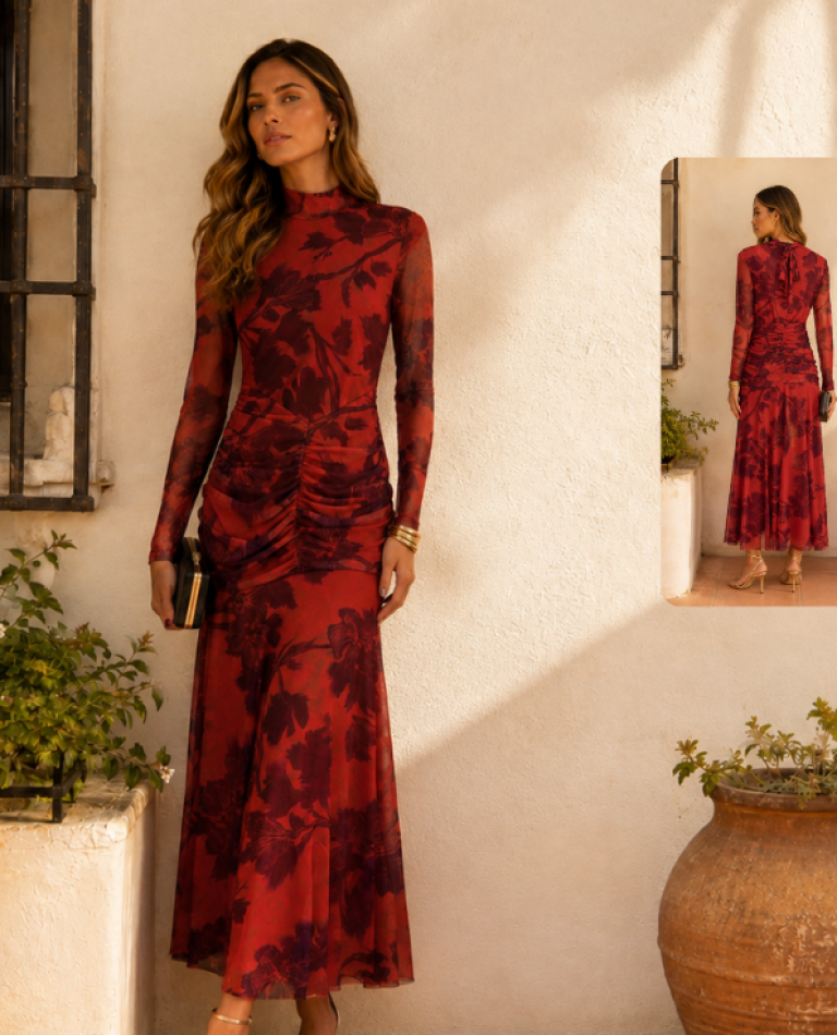 VESTIDO TUL ESTAMPADO FLORES