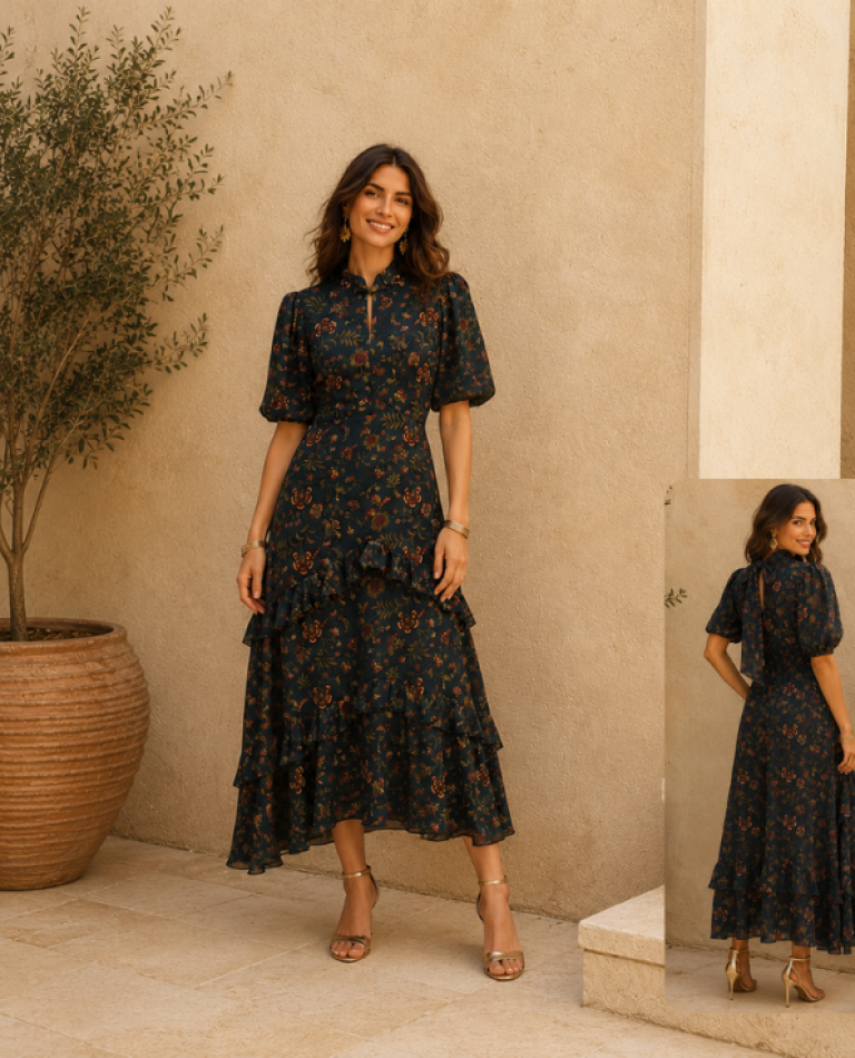 VESTIDO VOLANTES ESTAMPADO