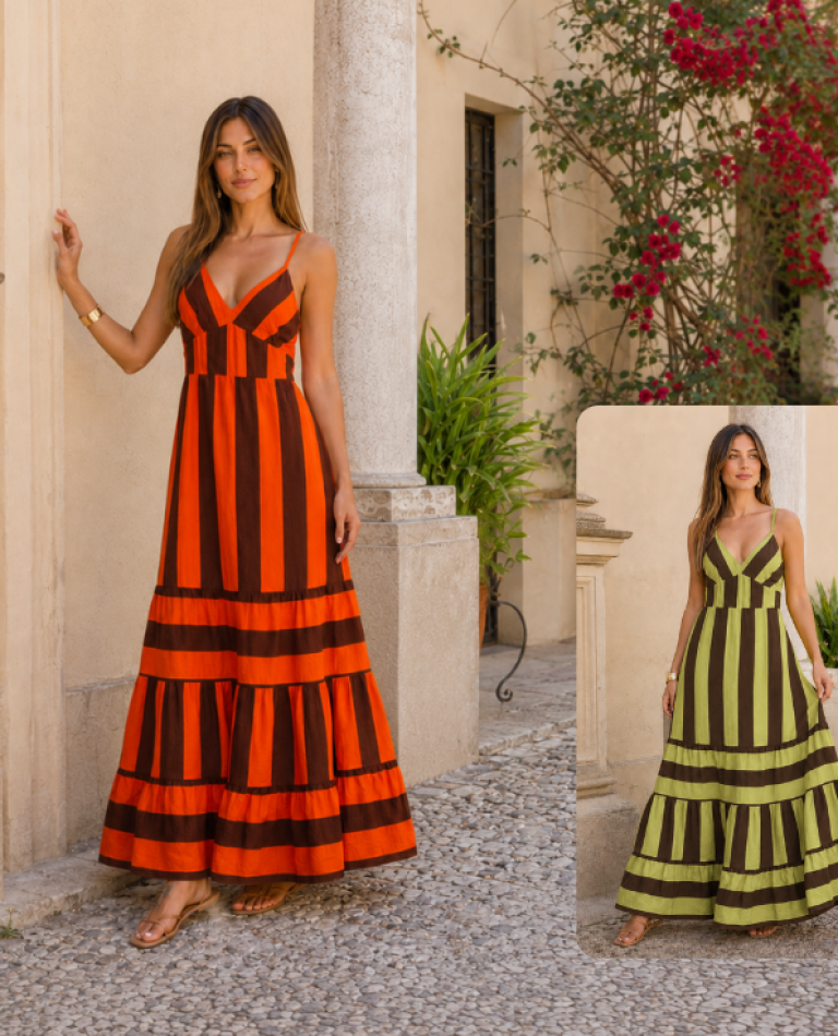 Vestido tiranta rayas