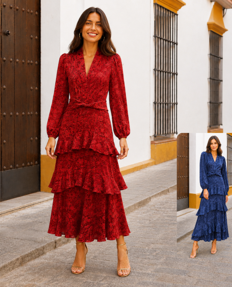 vestido brocado