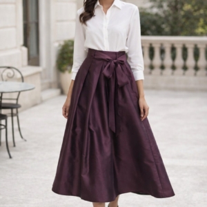 Falda tafetán con lazo